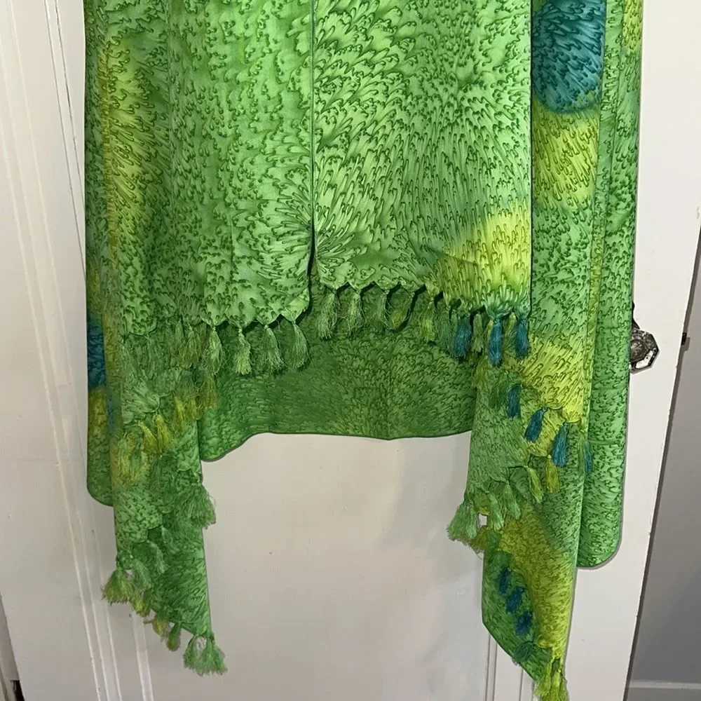 Very large green & blue‎ watercolors polyester wrap/shawl